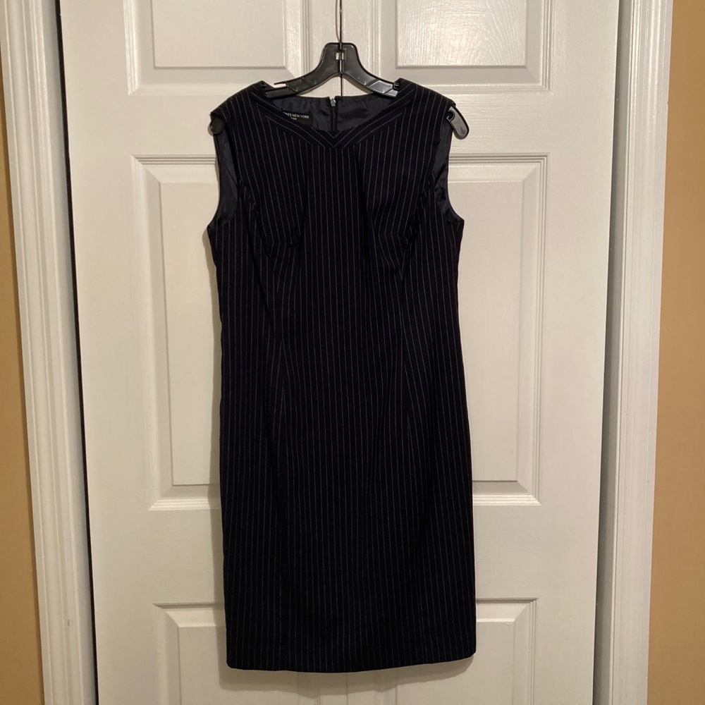 NWT Jones New York Collection Mallory Career Dress Size 10 Navy White Stripes